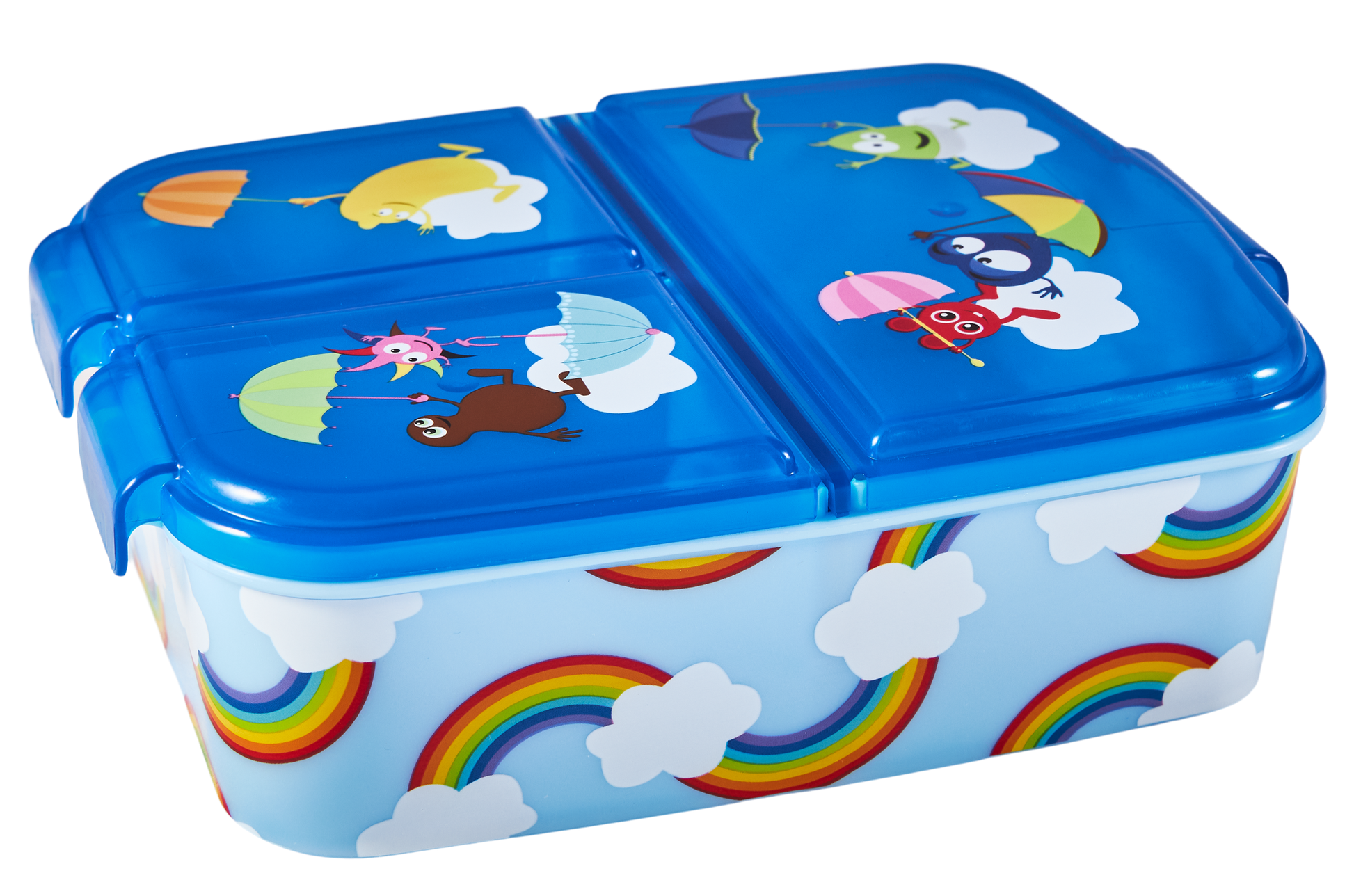 Opbevar sikkert din mad og andre snacks i denne praktiske og flotte madkasse. Den er opdelt i 3 forskellige rum, så du kan holde dine madvarer adskilt. Madkassen er fantastisk at tage med på stranden, på udflugter med skolen/børnehaven eller andre sjove eventyr. Kan vaskes på øverste hylde i opvaskemaskinen ved lave grader. Mål: 150 x 90 x 70 mm. BPA fri
