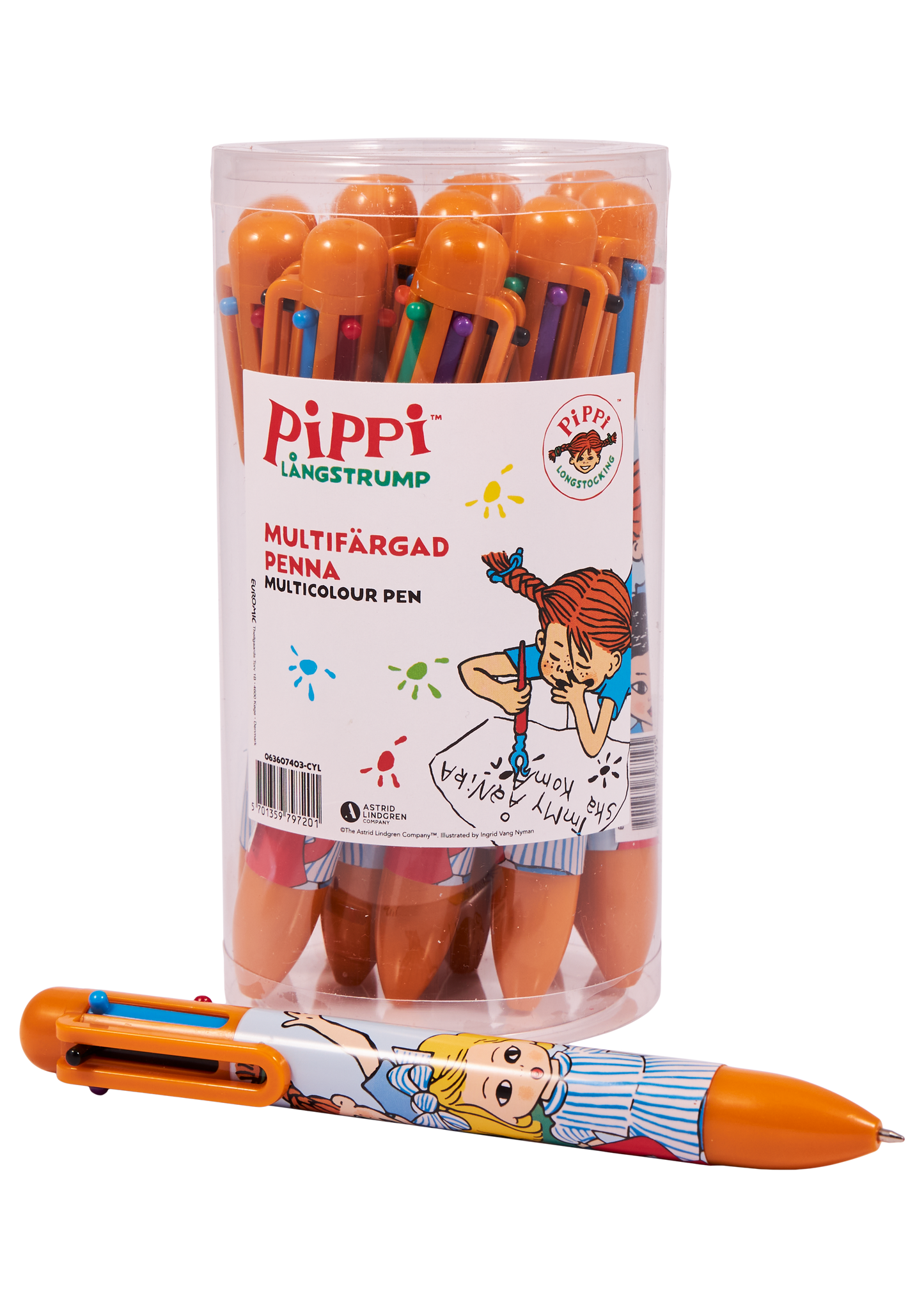 Pippi & Hr. Nilsson multifarvepen i 12 stk. i display