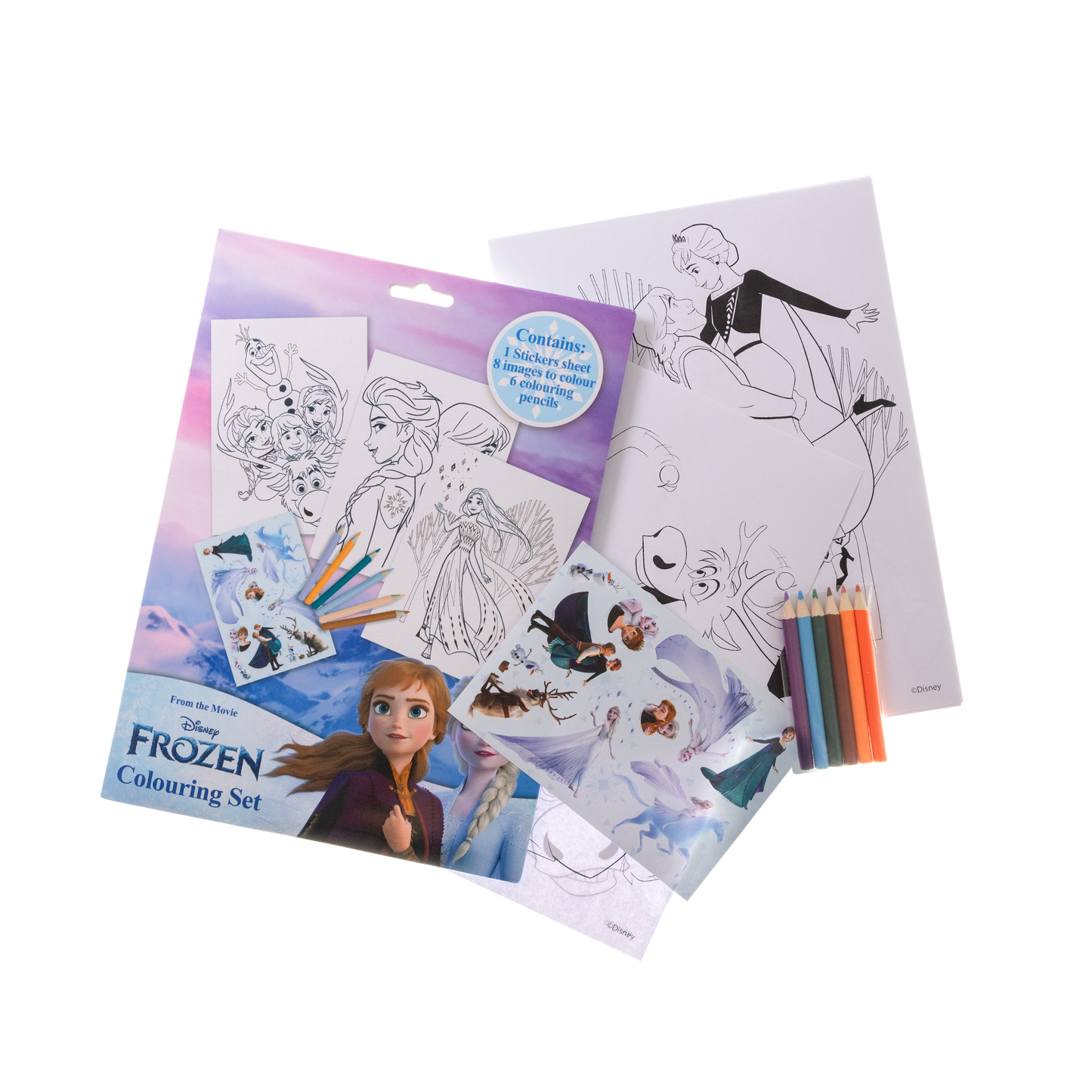 Frozen Coloring set with coloring sheet and 6 pointed colored pencils