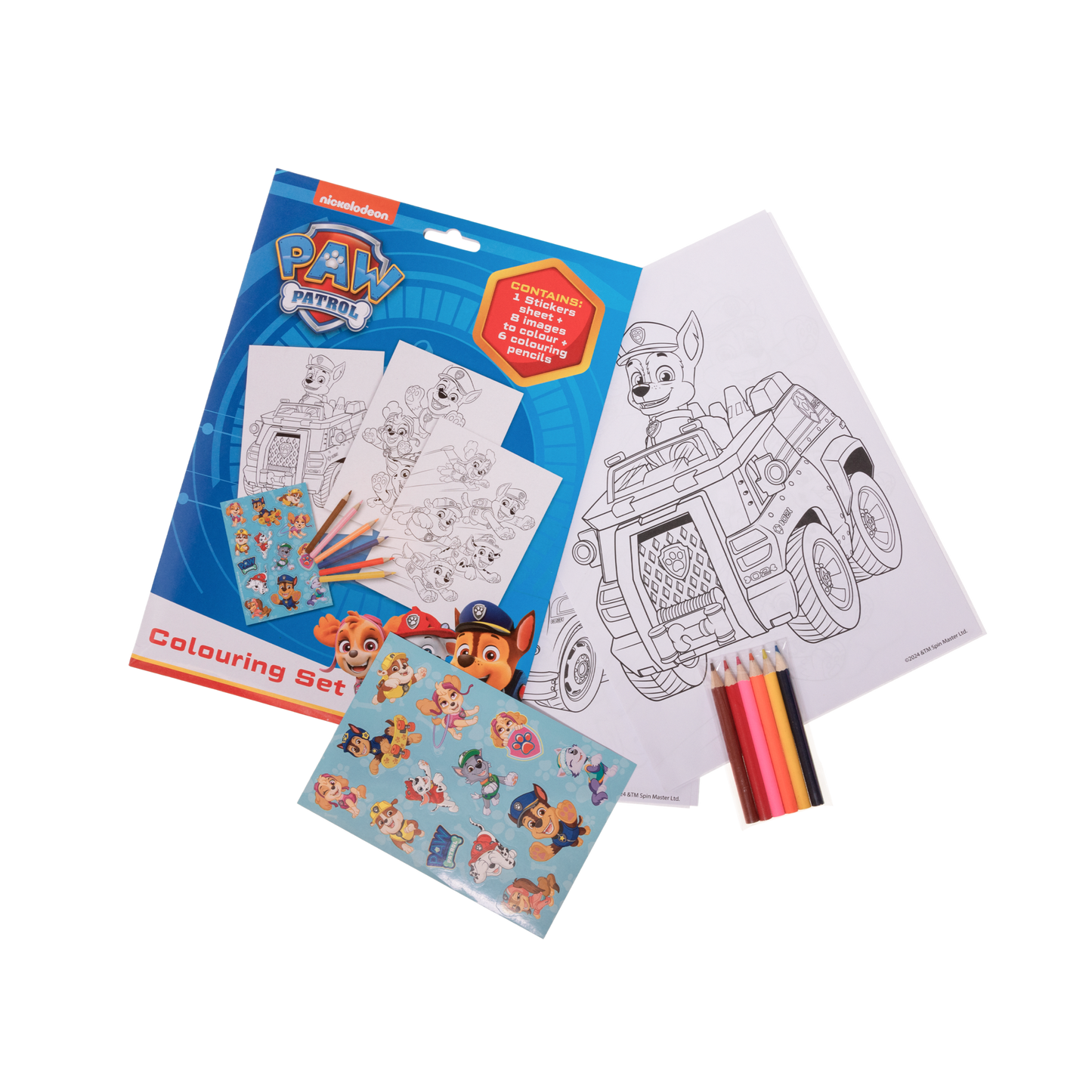 Paw Patrol Coloring set with coloring pages and 6 sharpened colored pencils