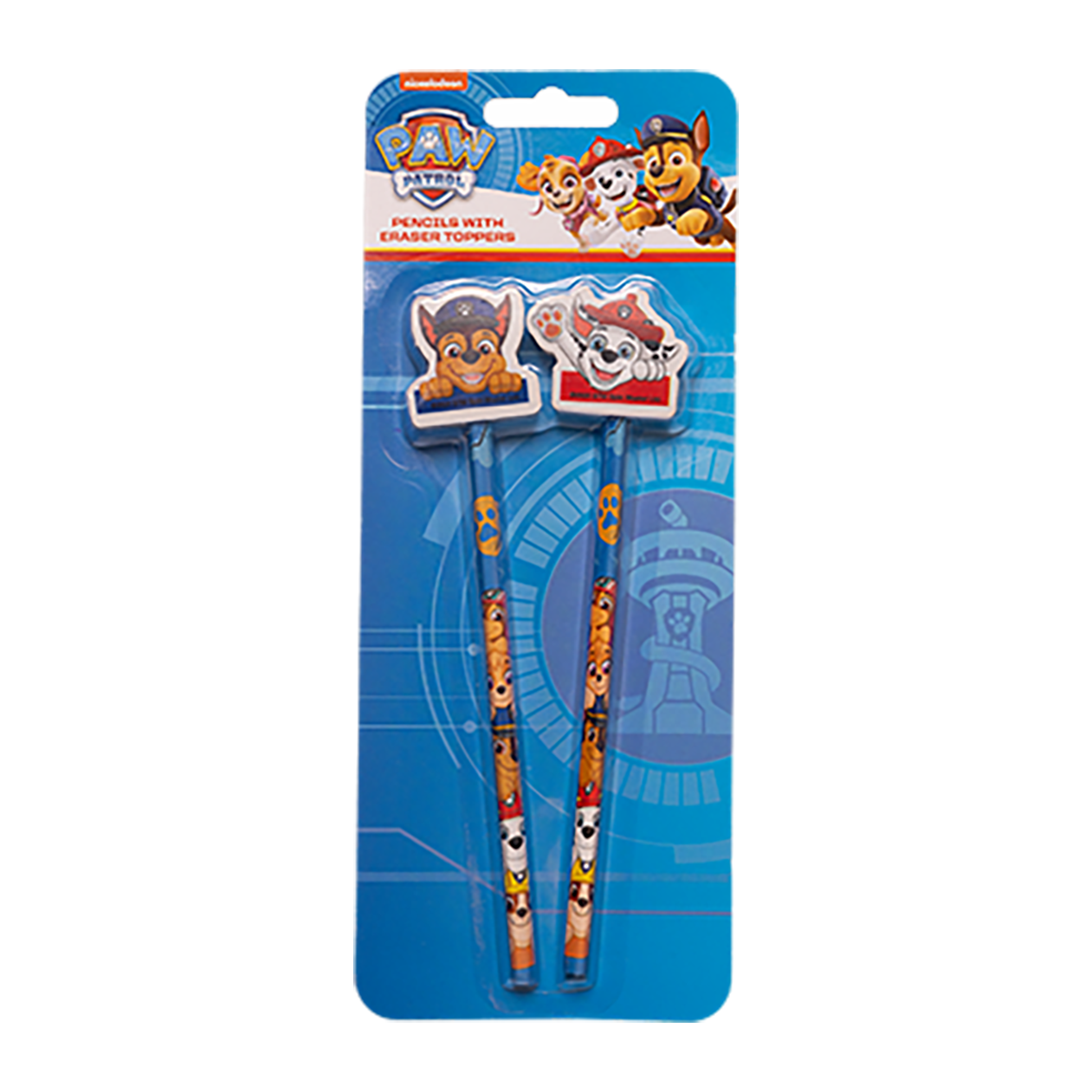 Paw Patrol 2 uspidsede blyanter med viskelæder på toppen