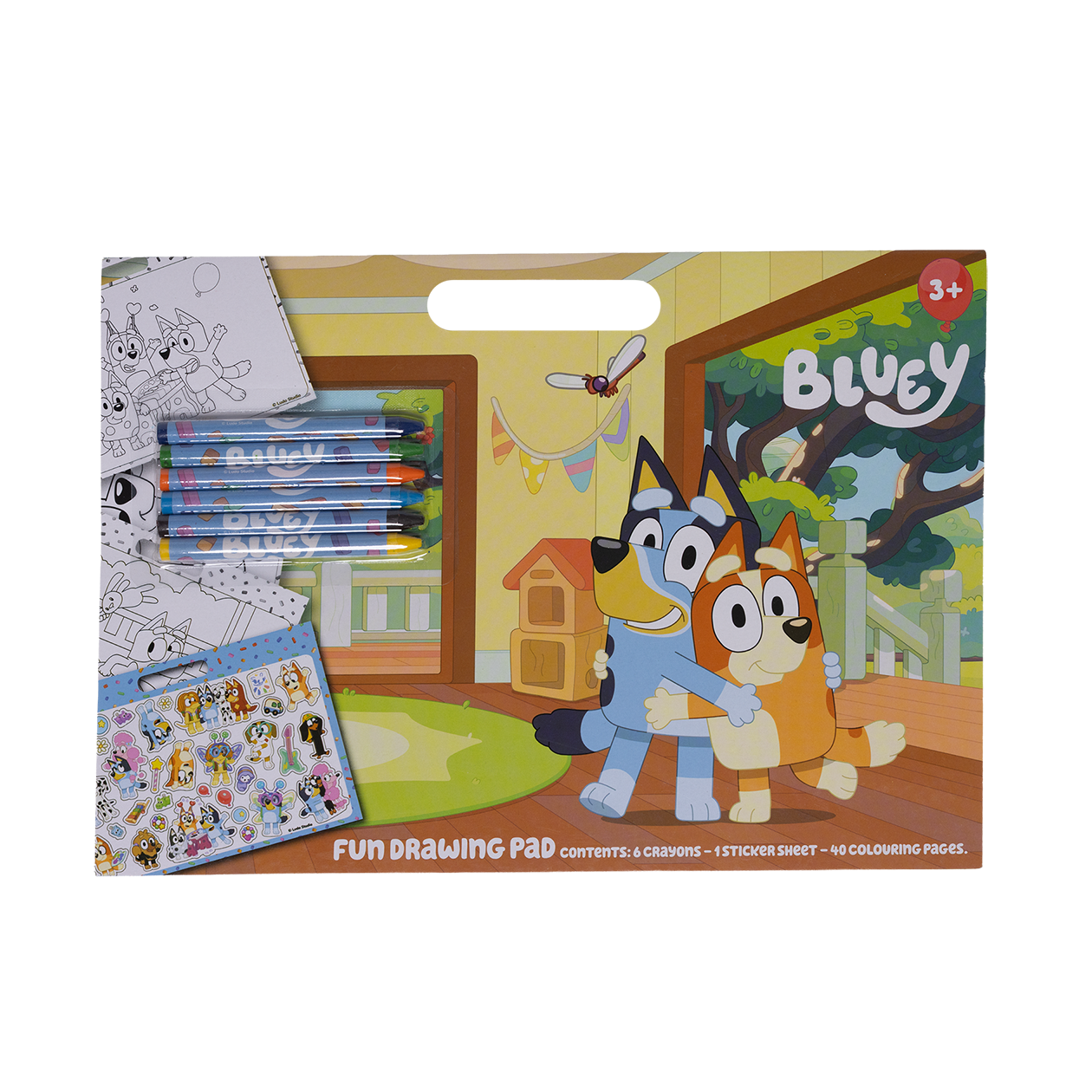 BLUEY, Maleblok A4 med 6 farvekridt + klistermærker