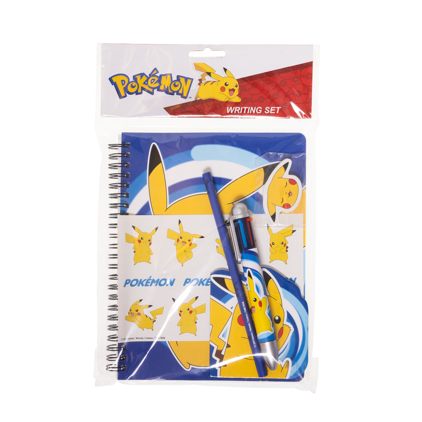 Pokémon Skrivesæt med 60 sider A5 ark + multi farvet kuglepen