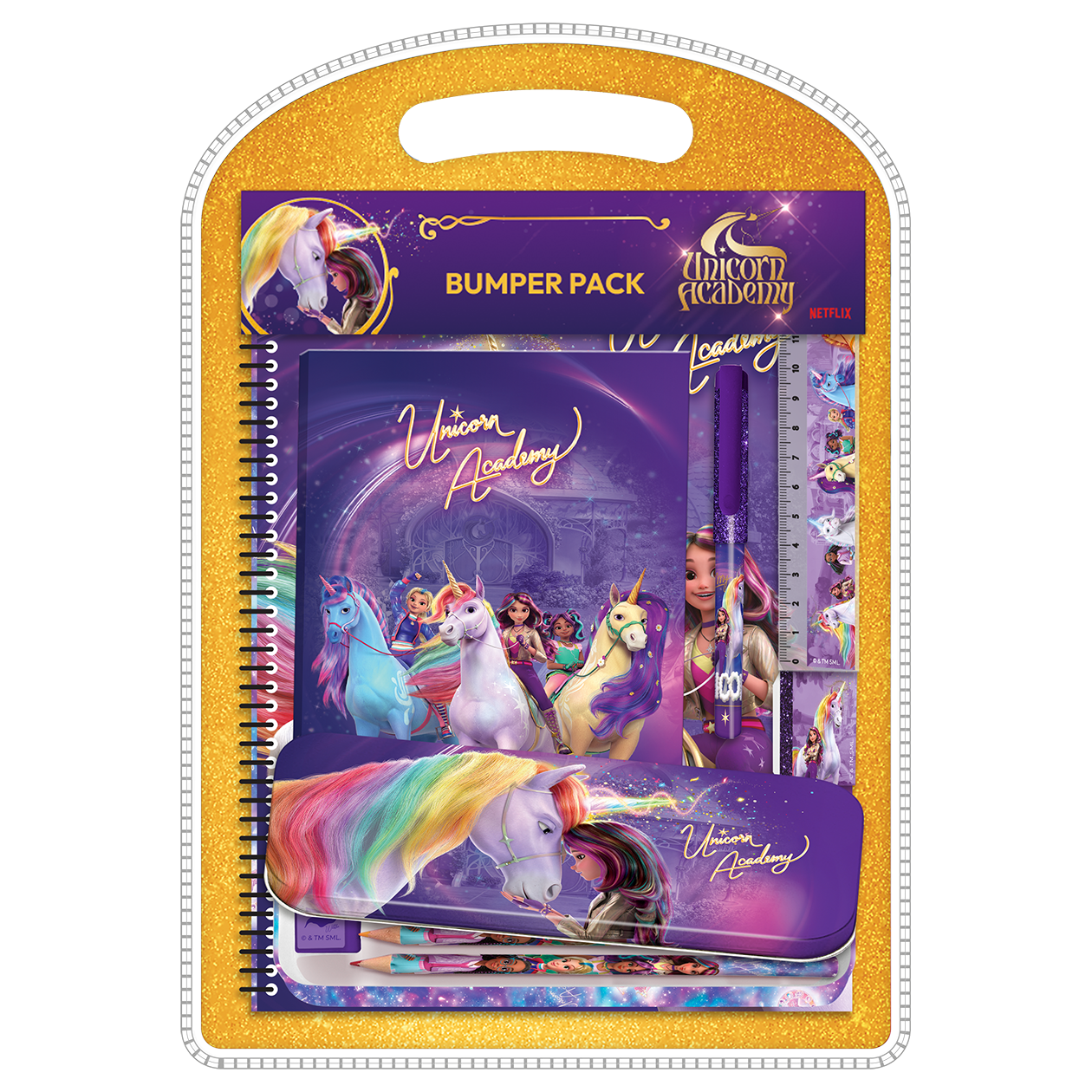 UNICORN ACADEMY, Bumperset m/plåtfodral, anteckningsbok