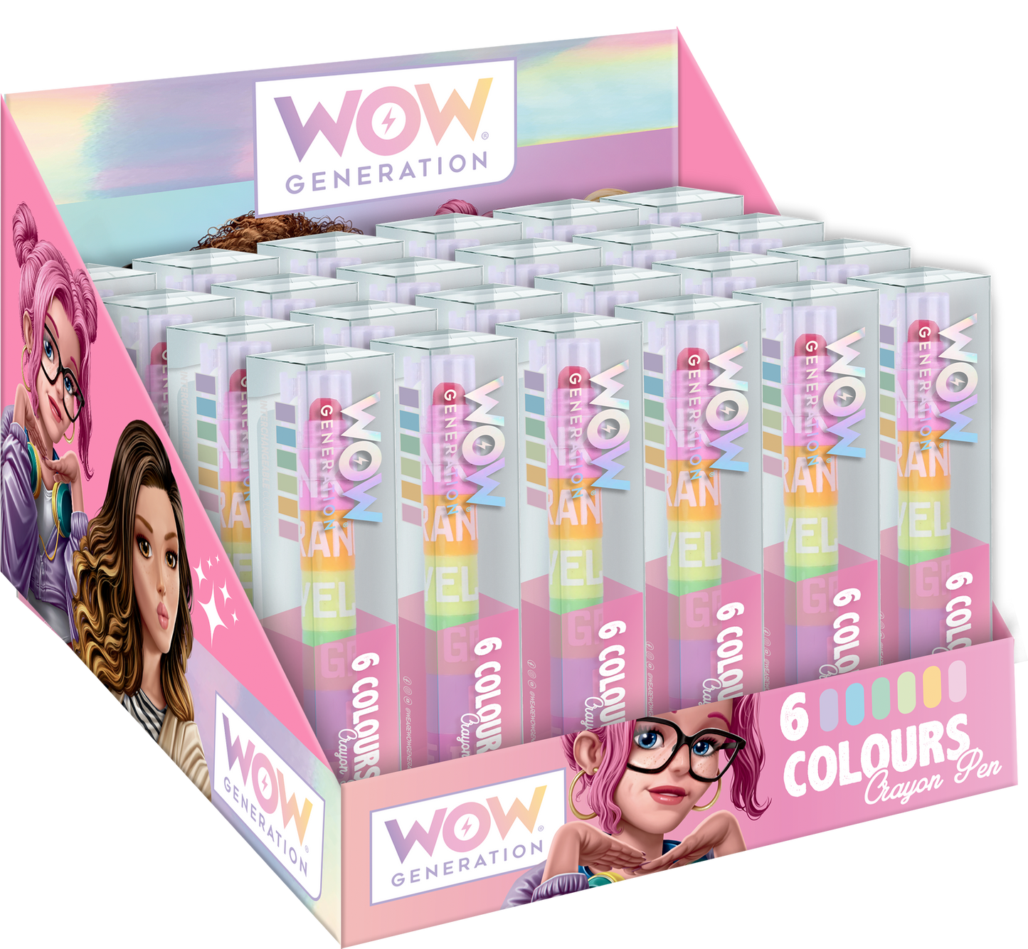 WOW® Generation, 6-färgad kulspetspenna med färgpennor (12 st./disp.)