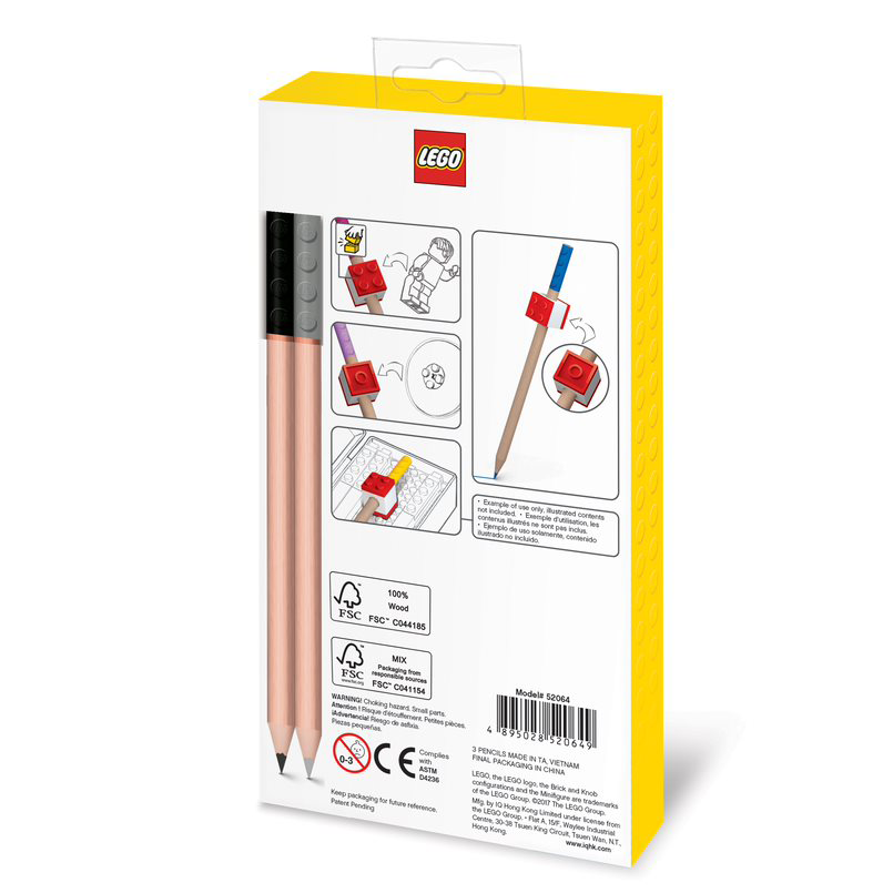 LEGO Stationery 12 Colored Pencils with 2 LEGO Brick Tops