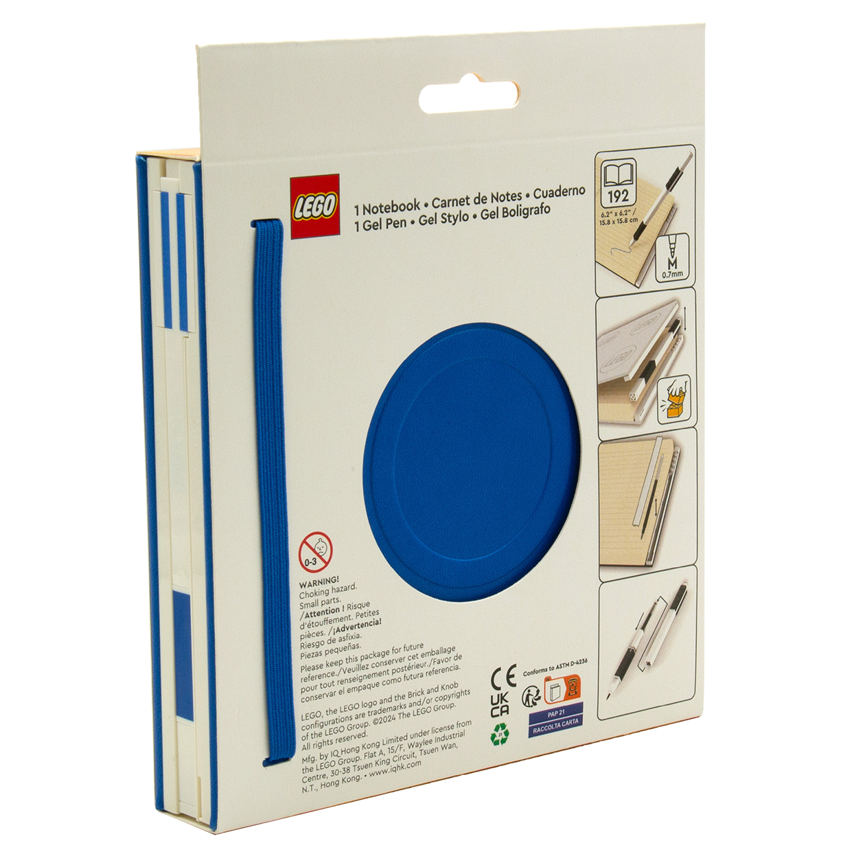 LEGO® Locking Notebook m/Gel Pen (æske) 192p, BLÅ