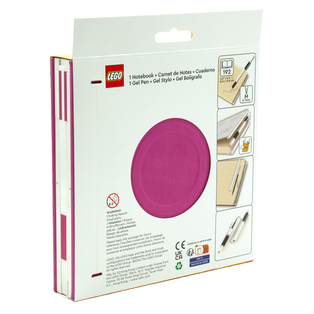 LEGO® Locking Notebook m/Gel Pen (æske)192p, VIOLET