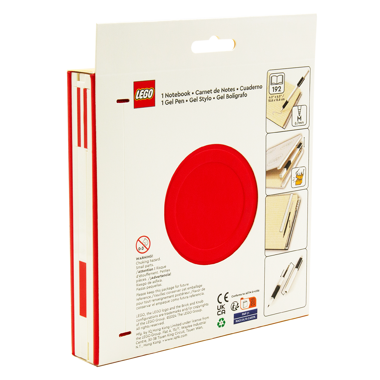 LEGO® Locking Notebook m/Gel Pen (æske), 192p, RØD
