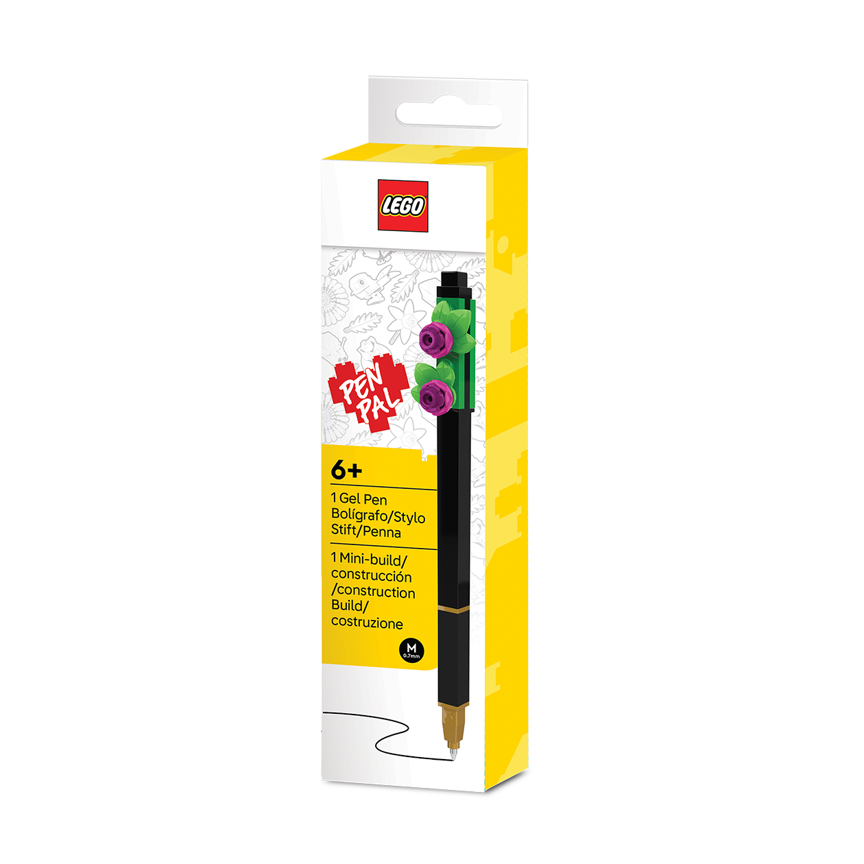 LEGO® Gel Pen med byggeklods topper Botanicals, Lilla blomst