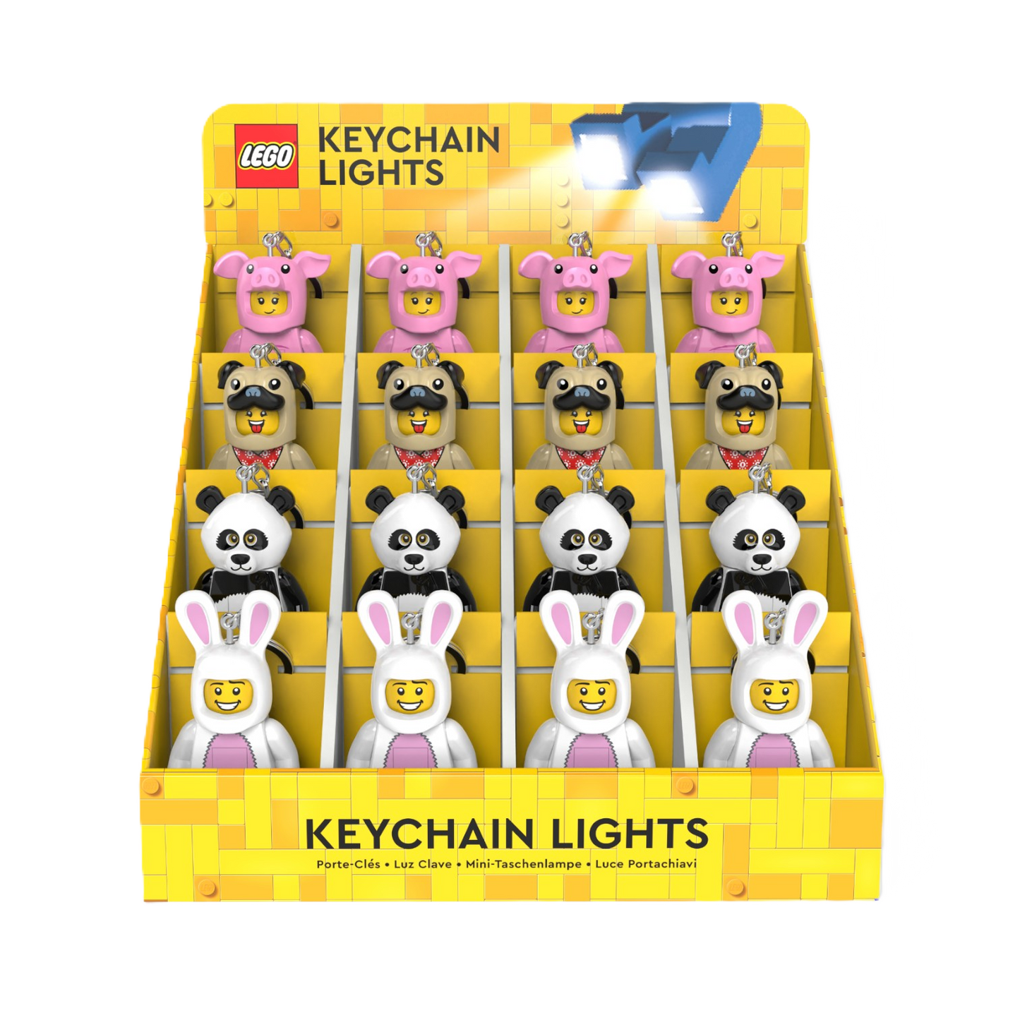 LEGO® ICONIC Piggy/Mops/Panda/Bunny nyckellampa CDU 16st