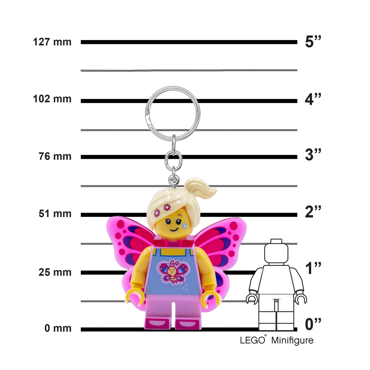 LEGO Sommerfugl Pigen LED Nøglering