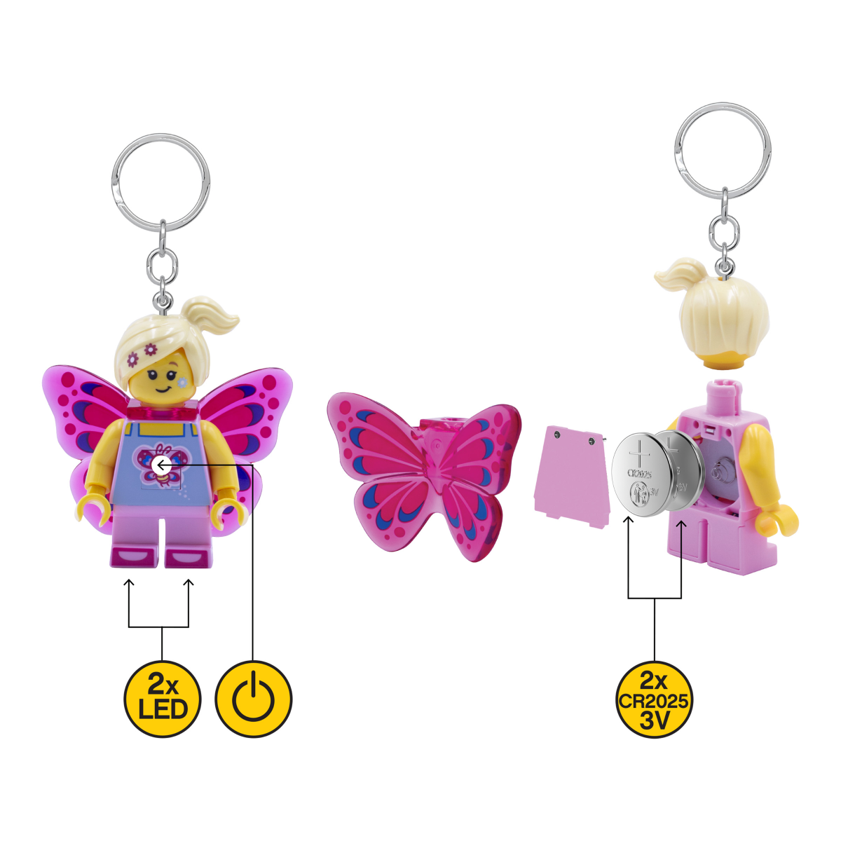 LEGO Sommerfugl Pigen LED Nøglering