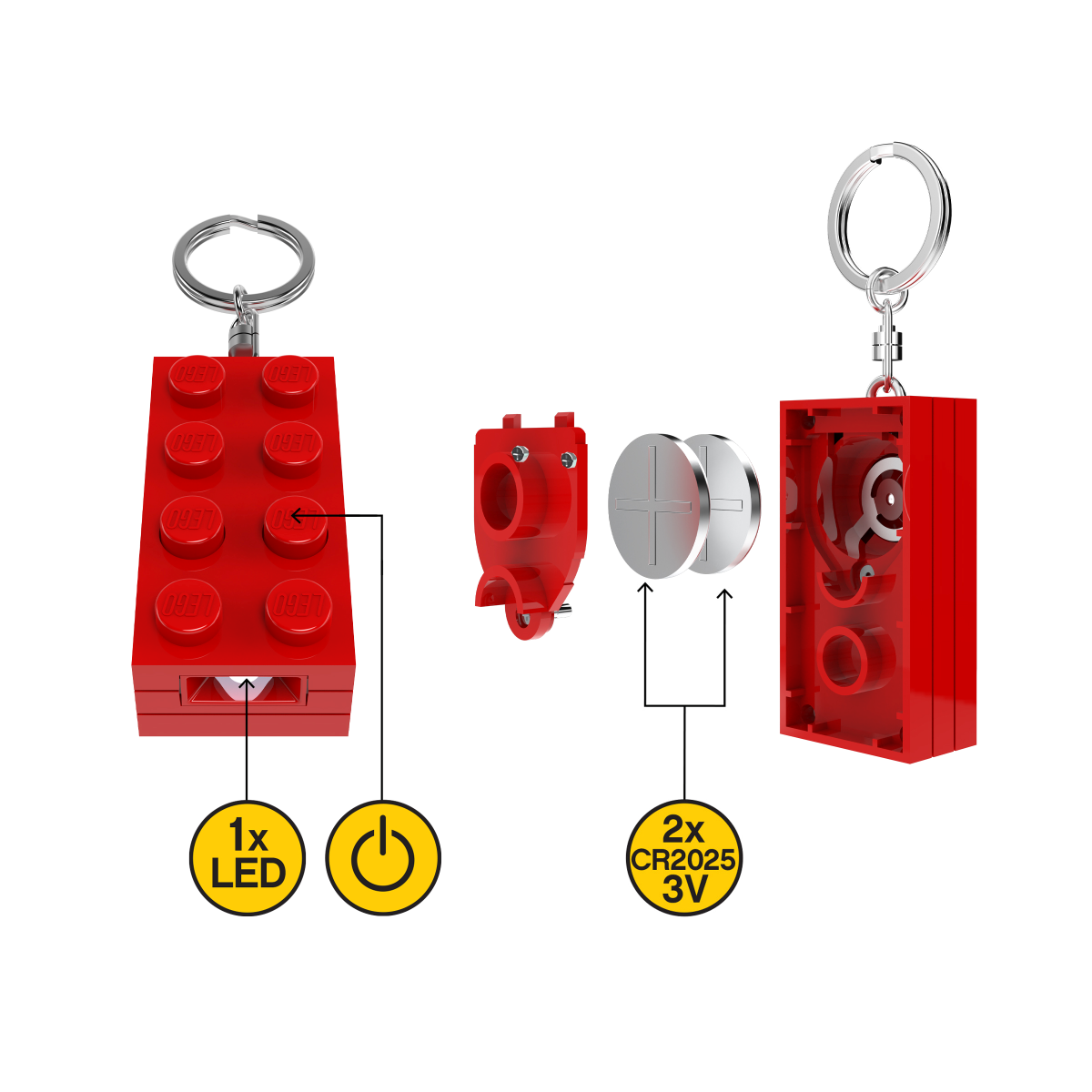 LEGO® Minifigures™ Keychain Light 2x4 Brick Red