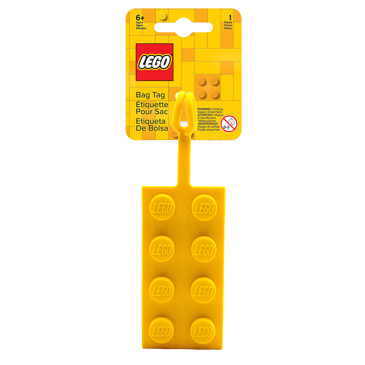 LEGO® Bag Tag/bagagelapp, GUL, packad på tryckt kort