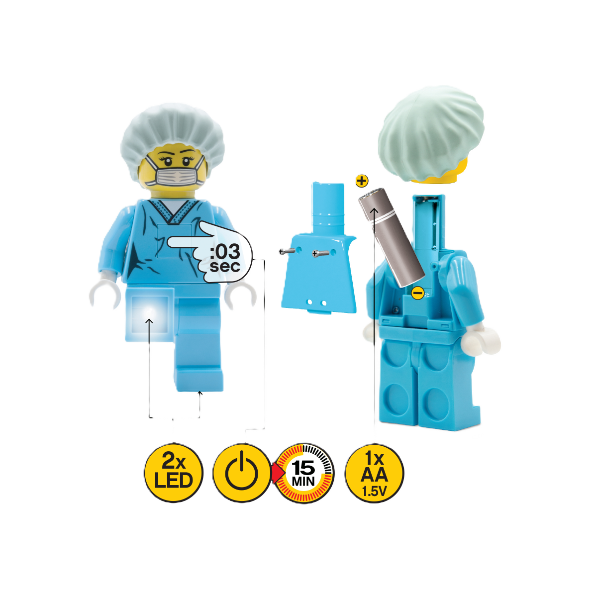 LEGO® ICONIC torch with LED light SURGEON 300%