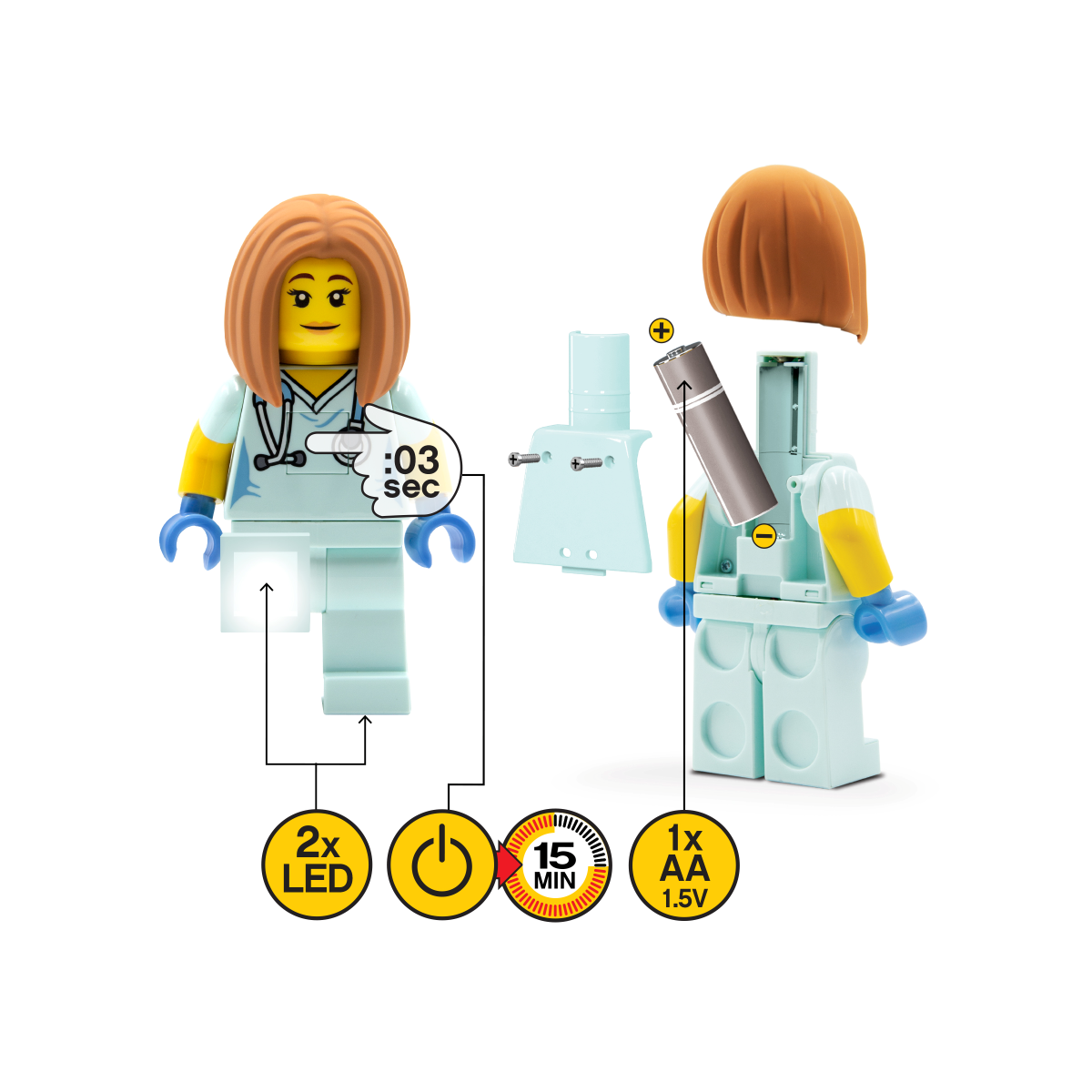 LEGO® ICONIC, torch with LED light, NURSE 300%