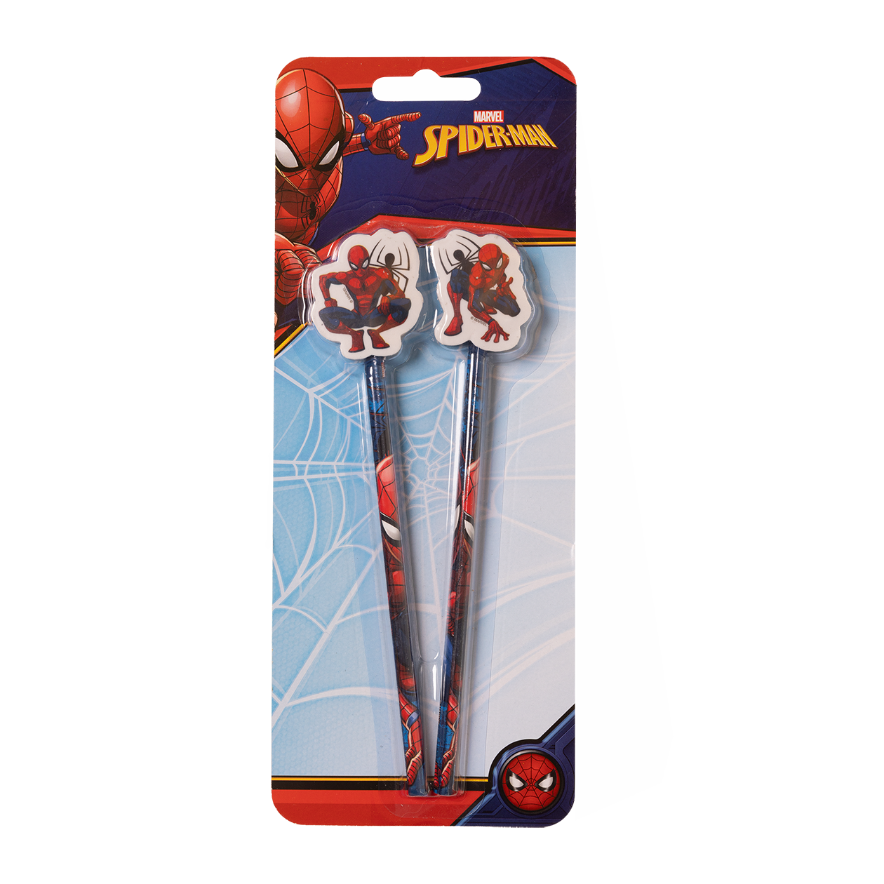 Spiderman 2 st. pennor med suddgummi högst upp