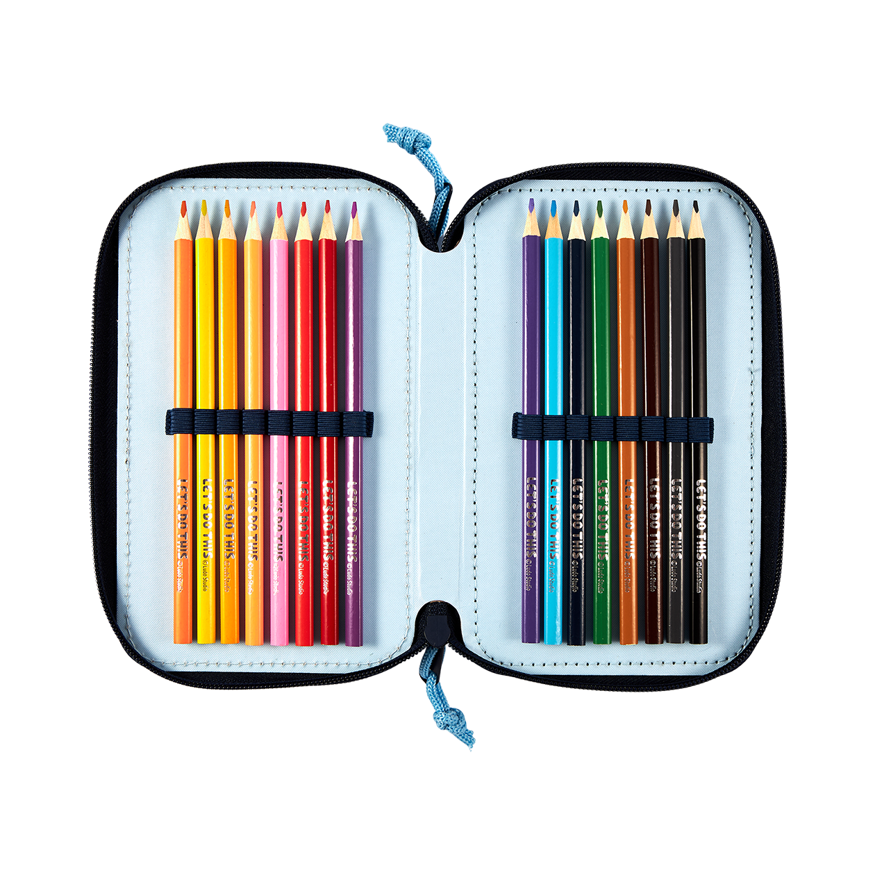 Bluey Dobbeltdækker penalhus med 2 lynlåse med indhold