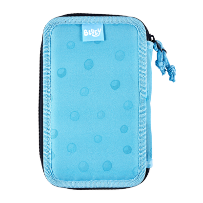 Bluey Dobbeltdækker penalhus med 2 lynlåse med indhold