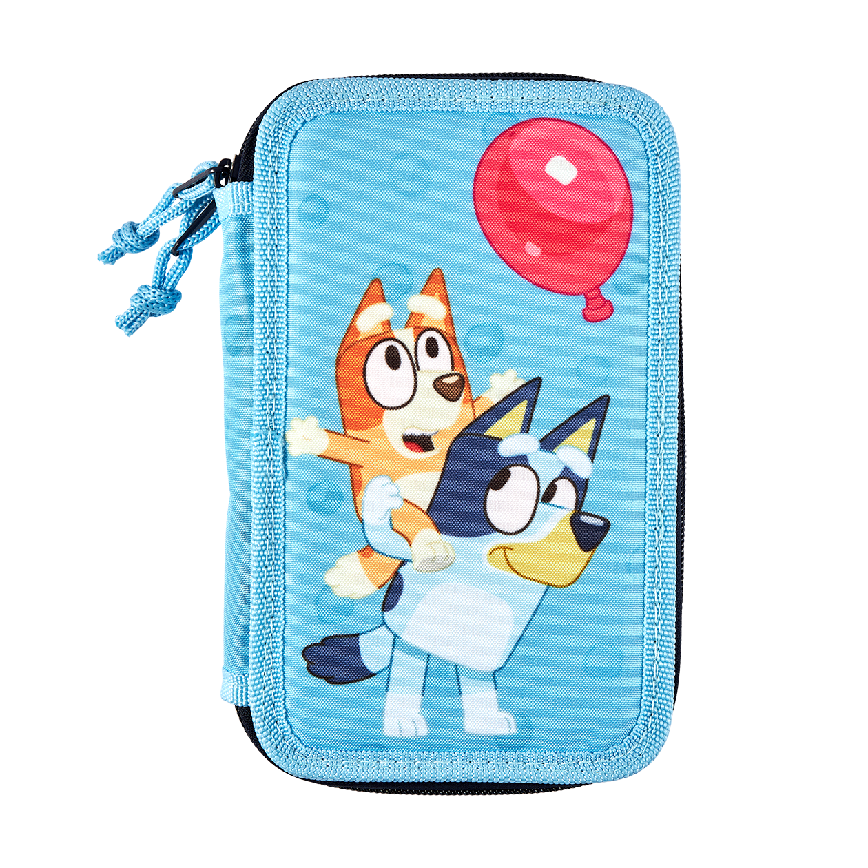 Bluey Dobbeltdækker penalhus med 2 lynlåse med indhold