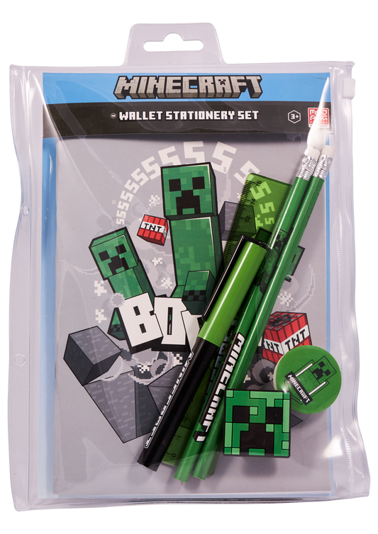 MINECRAFT, lille pung med stationery, 22x16x2 cm