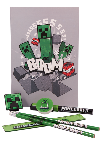 MINECRAFT, lille pung med stationery, 22x16x2 cm