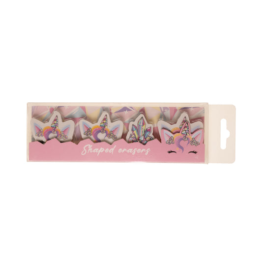 Unicorn gemstone 4 pcs. eraser packed in box