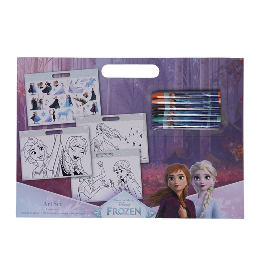 FROZEN, Maleblok A4 med 6 farvekridt + klistermærker