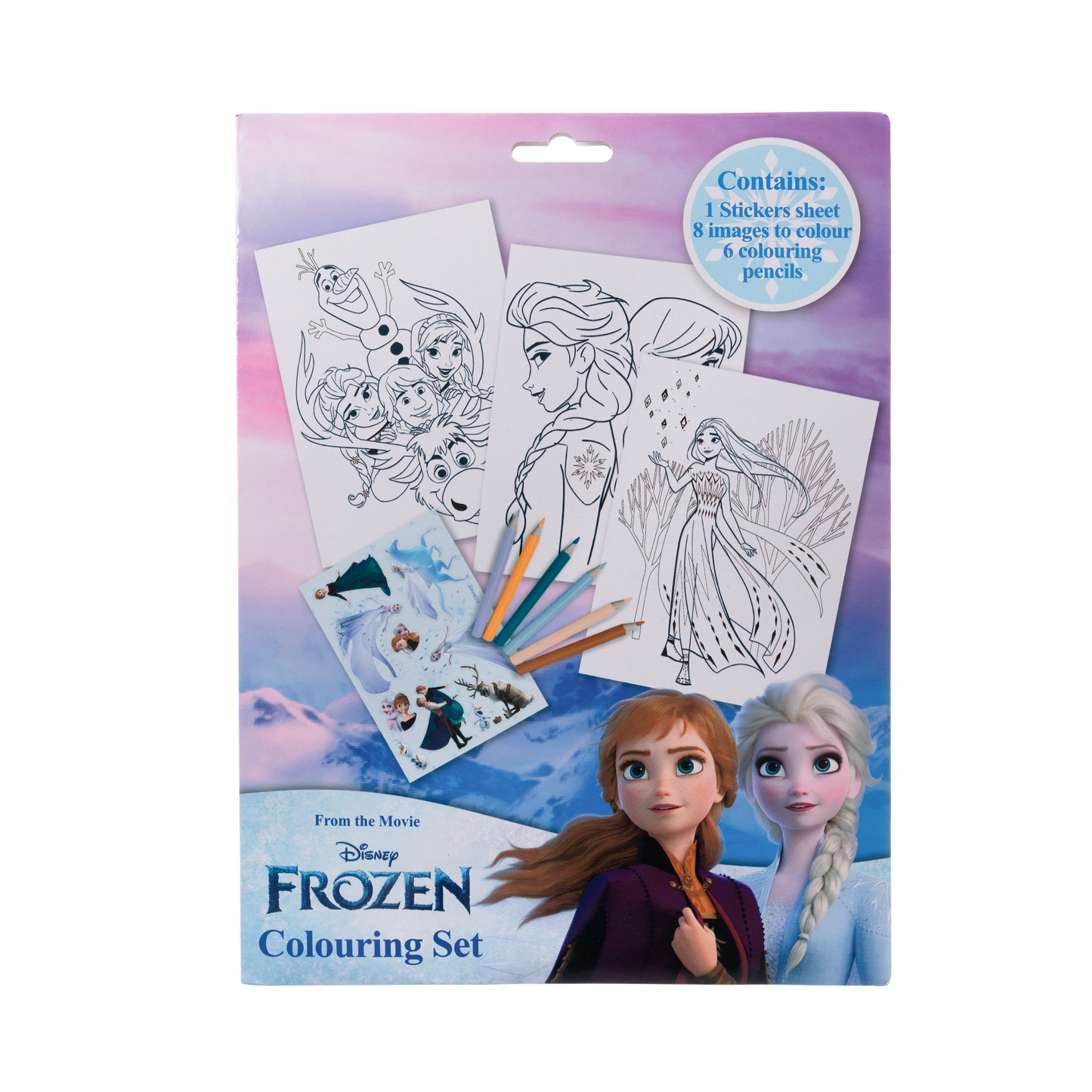 Frozen Farve sæt med farve ark og 6 spidsede farveblyanter