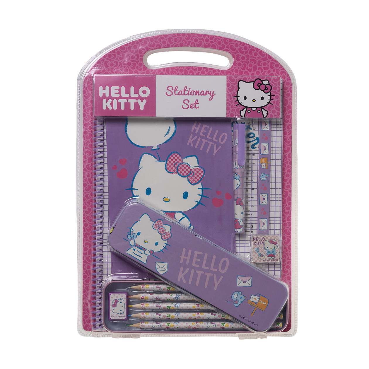 HELLO KITTY, Skrivesæt med metal penalhus og notesbog