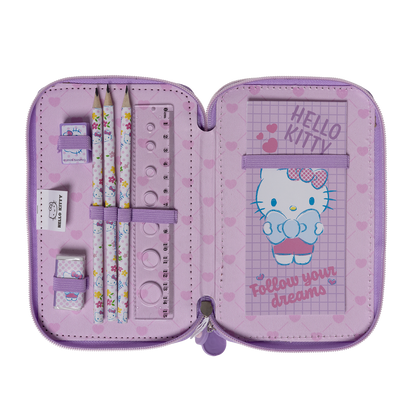 HELLO KITTY, fyldt penalhus, 3 rum