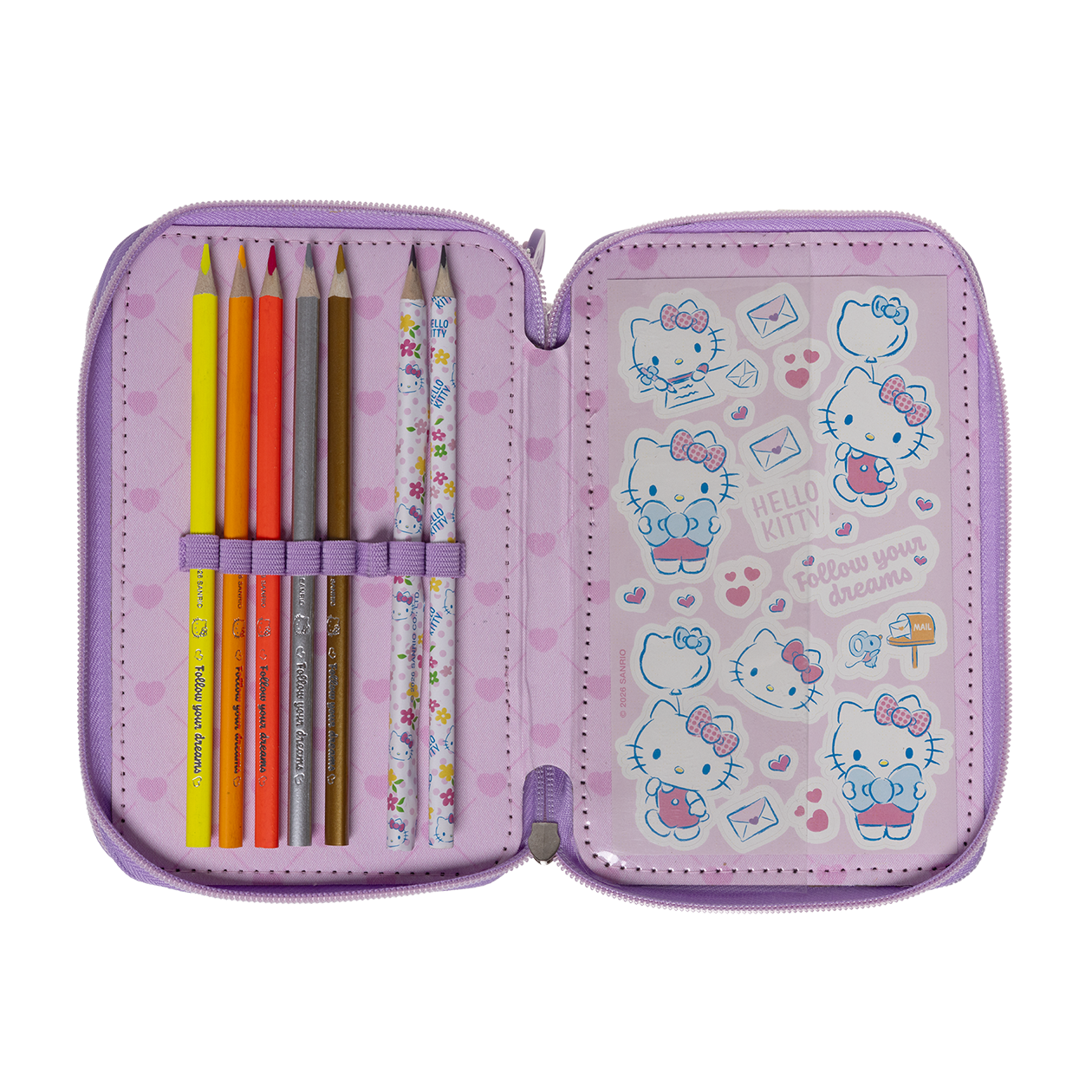 HELLO KITTY, fyldt penalhus, 3 rum