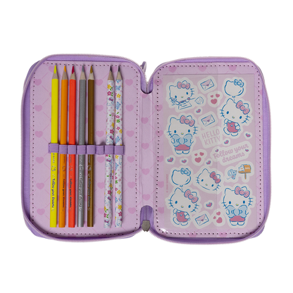 HELLO KITTY, fyldt penalhus, 3 rum