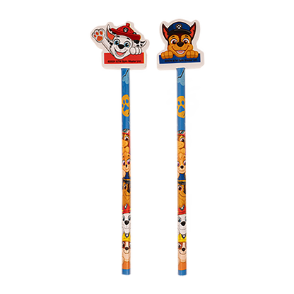 Paw Patrol 2 uspidsede blyanter med viskelæder på toppen