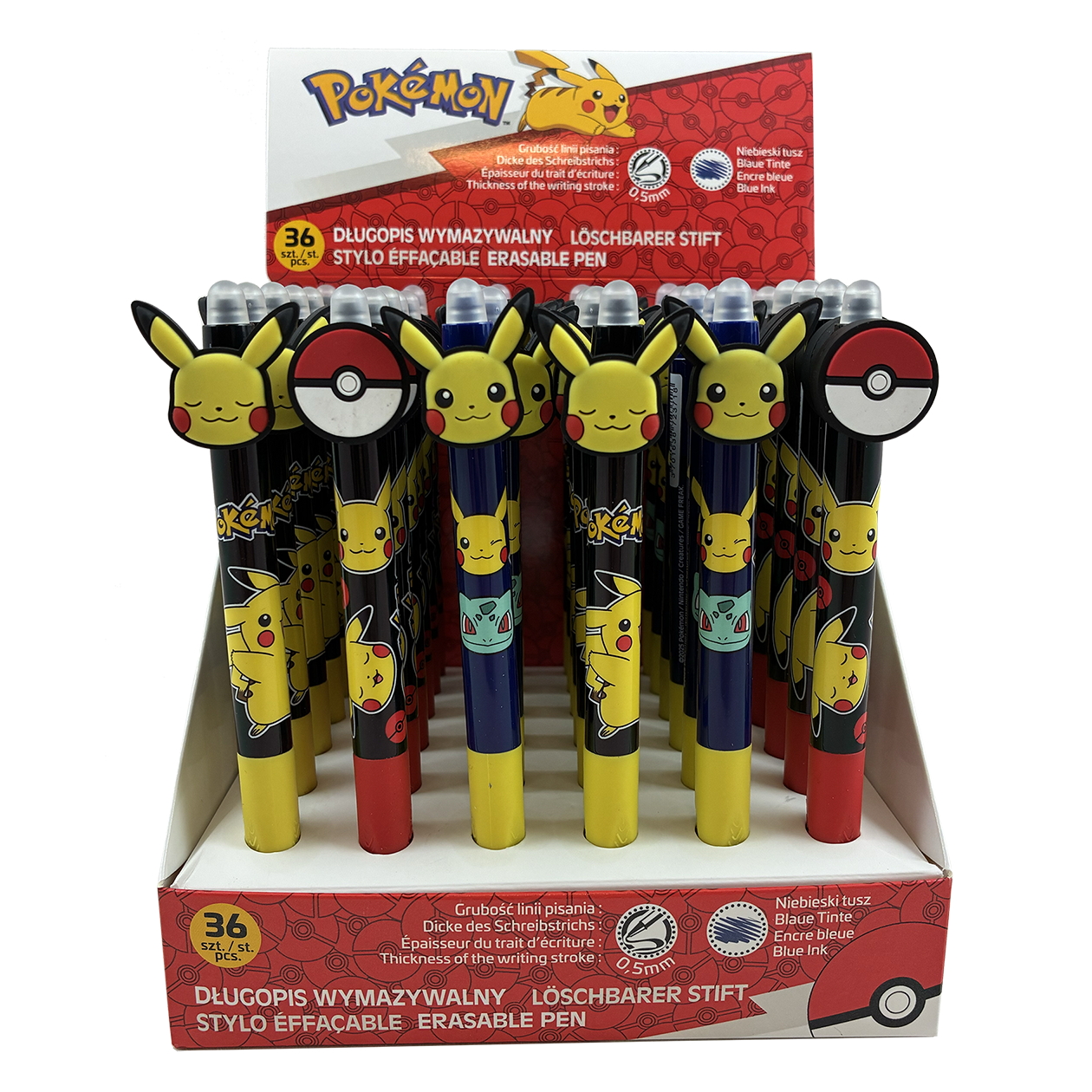 POKÉMON, Display af 36 Sletbare Gelpenne