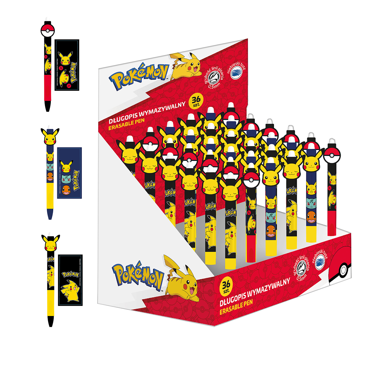 POKÉMON, Display af 36 Sletbare Gelpenne