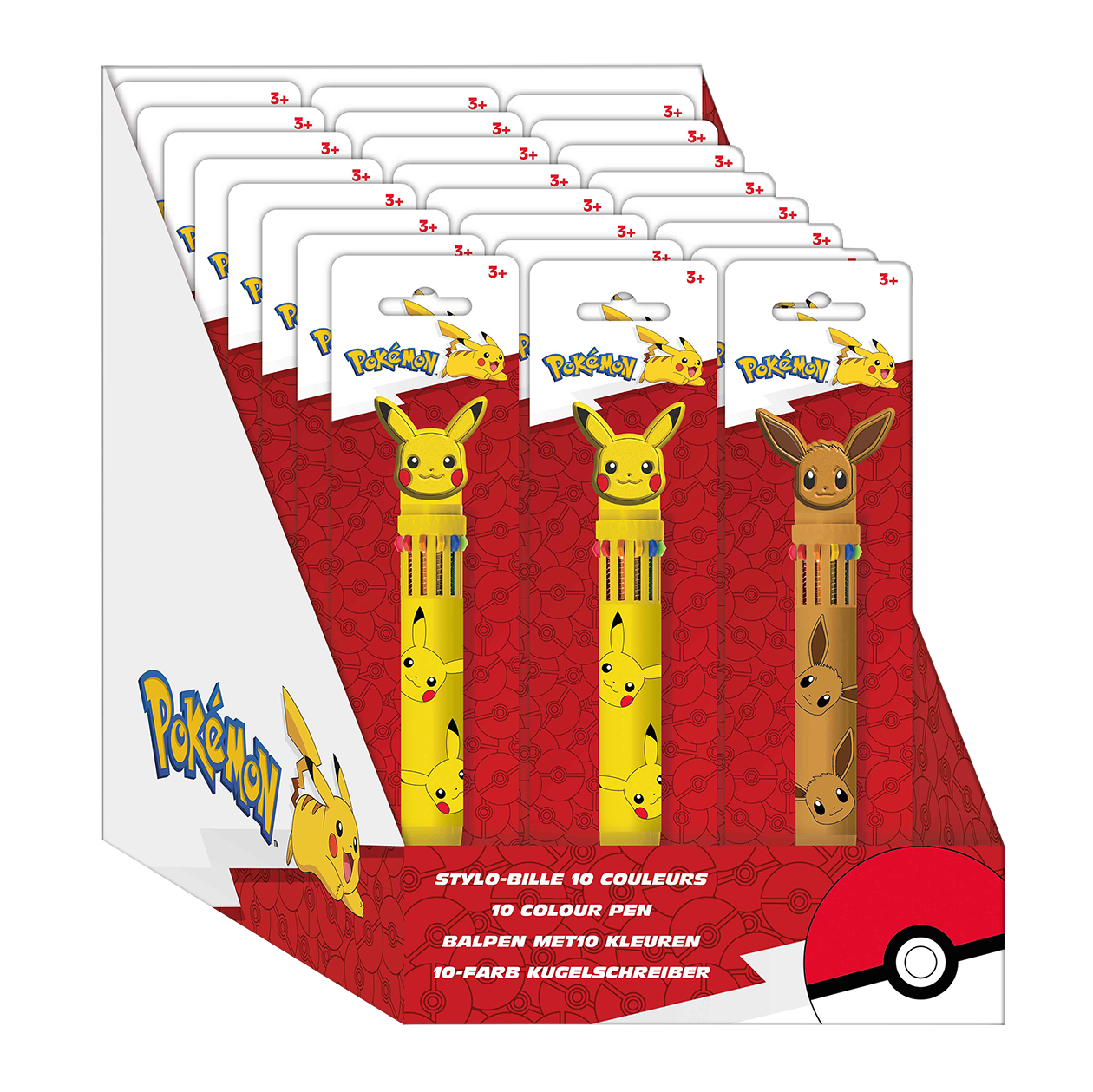 POKÉMON, Display af 24 multifarvet penne