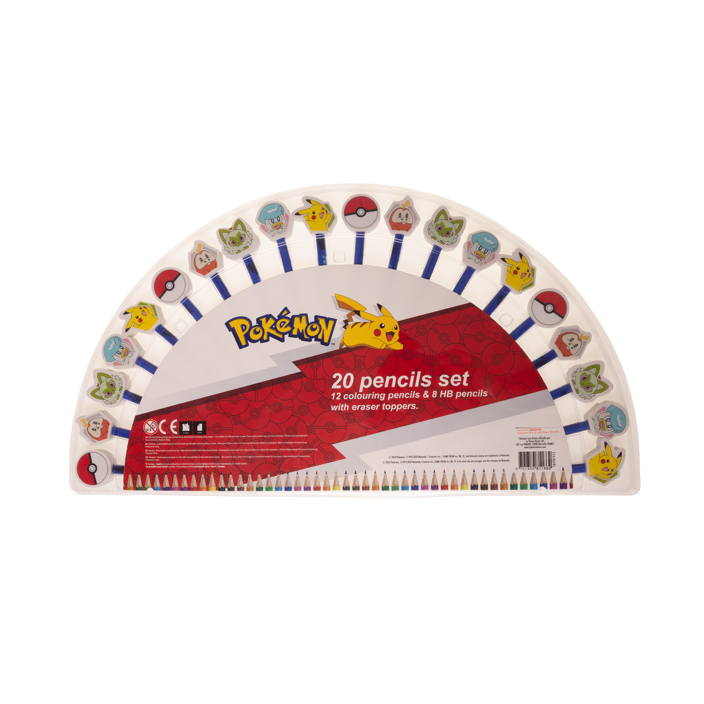 Pokemon 20 pcs. different pencils with erasers on top