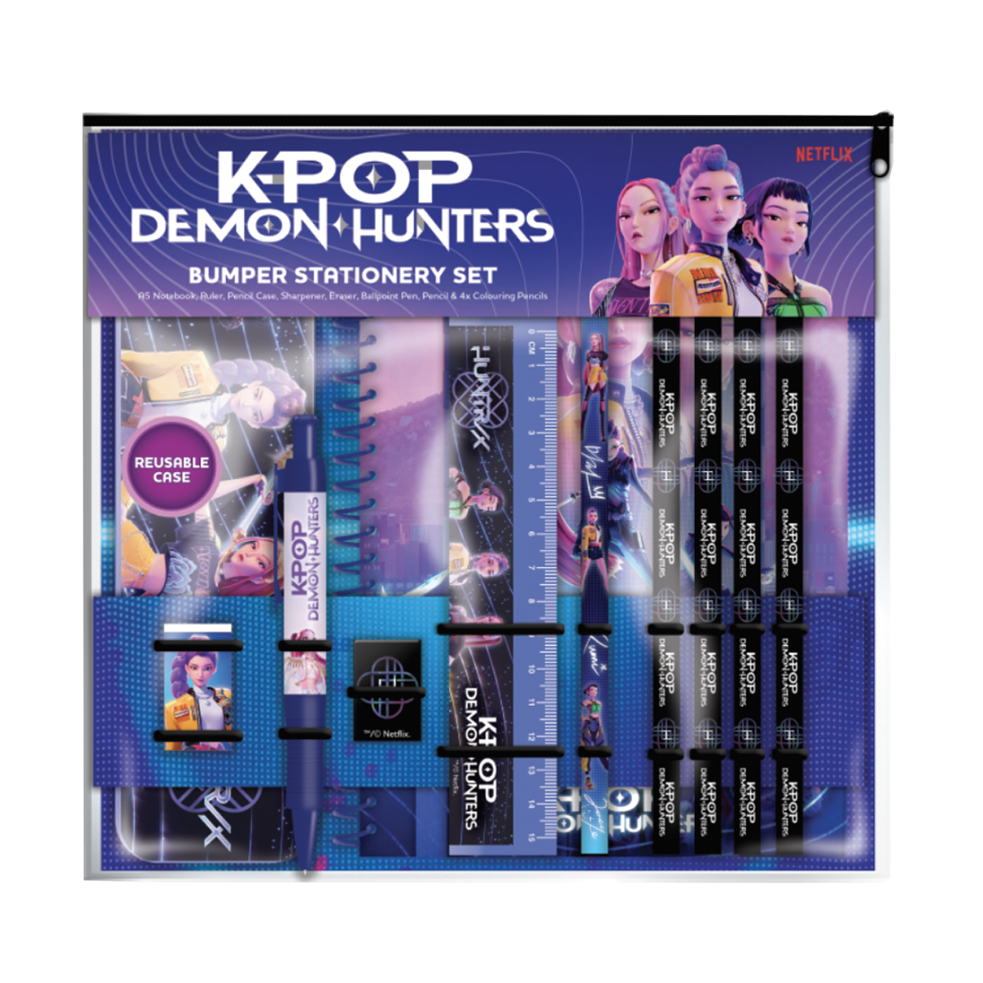 KPop Demon Hunters Writing Set with A5 Notebook and Metal Pencil Case