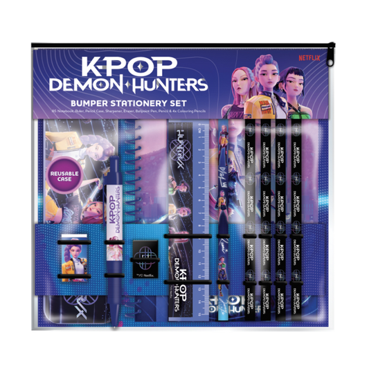 KPop Demon Hunters Skrivesæt med A5 Notesbog og Metal Penalhus