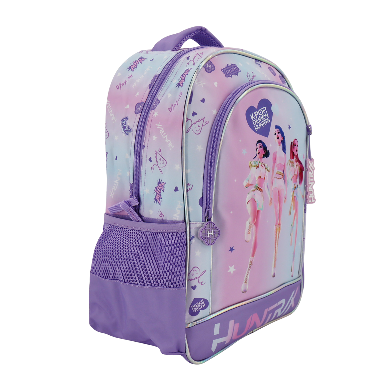 Kpop Demon Hunters Lilac rygsæk med 2 rum + 2 sidelommer, 41 x 37 x 20 cm