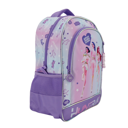 Kpop Demon Hunters Lilac rygsæk med 2 rum + 2 sidelommer, 41 x 37 x 20 cm