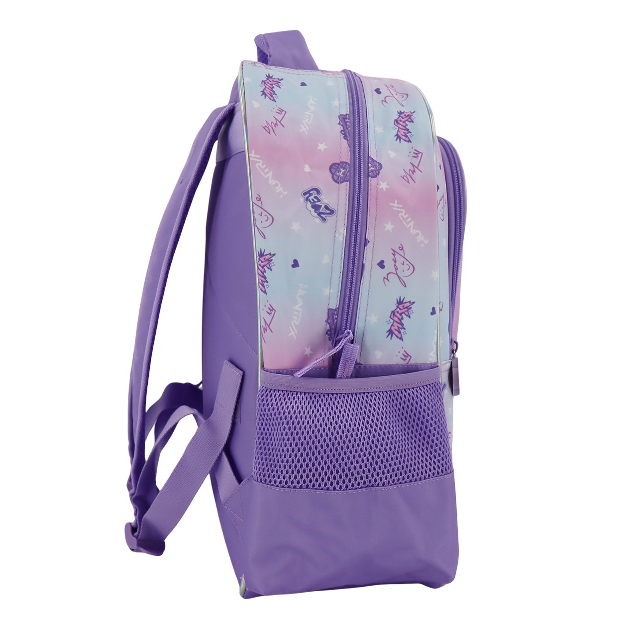 Kpop Demon Hunters Lilac rygsæk med 2 rum + 2 sidelommer, 41 x 37 x 20 cm