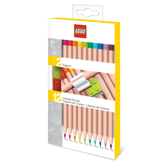LEGO Stationery 12 Colored Pencils with 2 LEGO Brick Tops