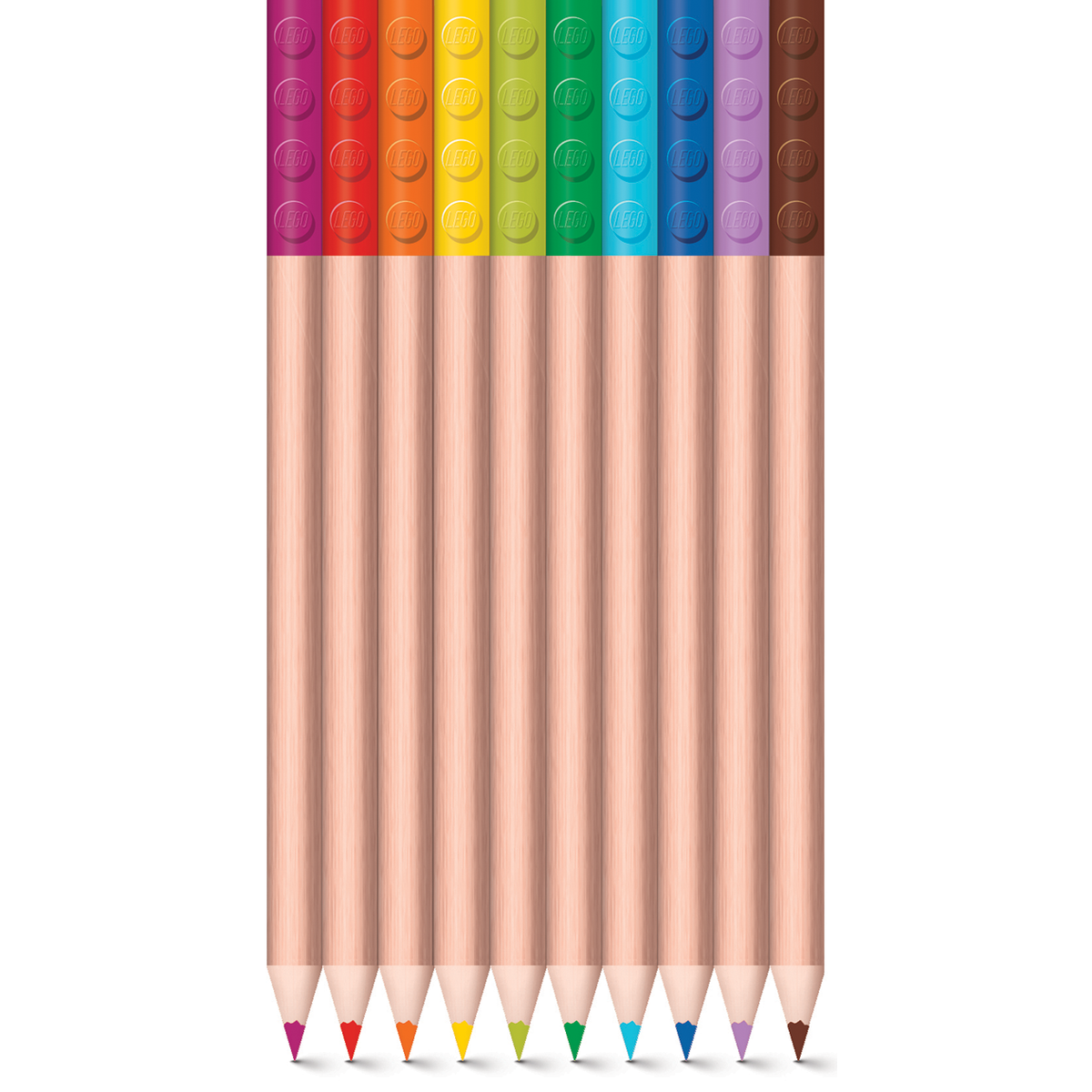LEGO Stationery 12 Colored Pencils with 2 LEGO Brick Tops