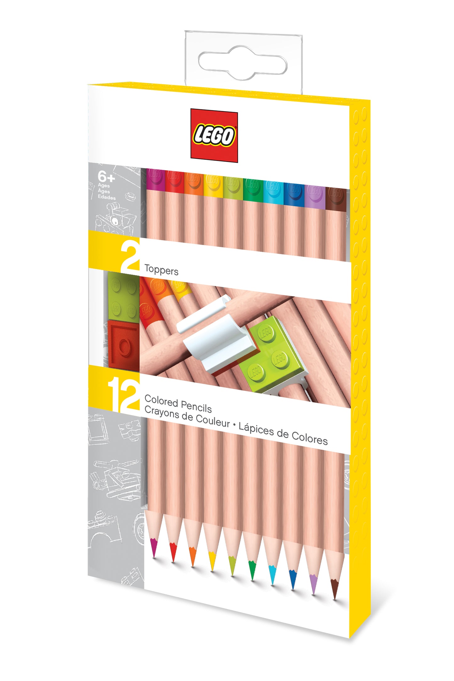 LEGO Stationery 12 Colored Pencils with 2 LEGO Brick Tops