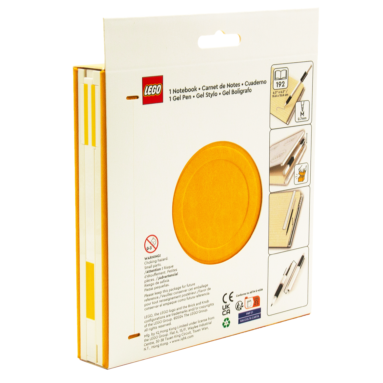LEGO® Locking Notebook m/Gel Pen (æske) 192p GUL