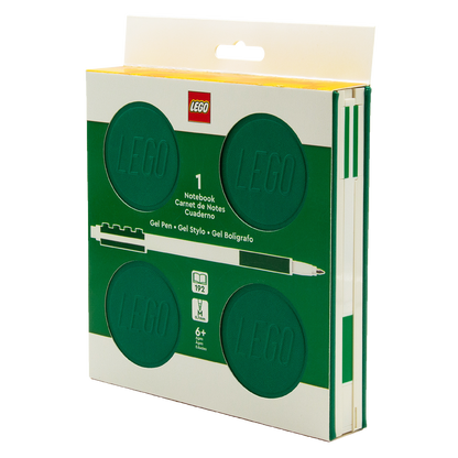 LEGO® Locking Notebook m/Gel Pen (æske) 192p, GRØN