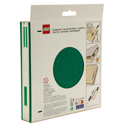 LEGO® Locking Notebook m/Gel Pen (æske) 192p, GRØN